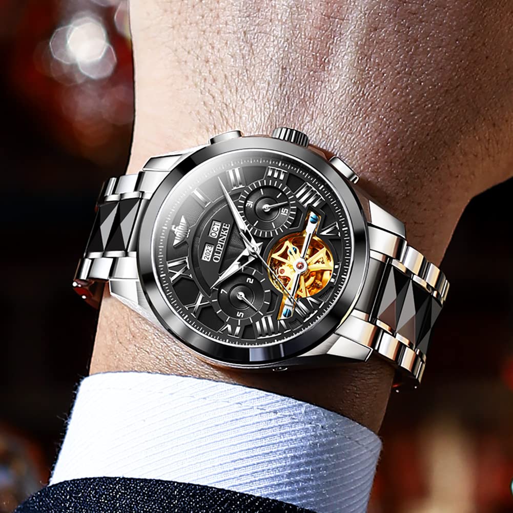 Часы OUPINKE Автоматические механические часы с удобным для чтения циферблатом Водонепроницаемые часы с календарем Автоматические с ручным заводом 40 мм Полый циферблат Мужские - Мужские - -