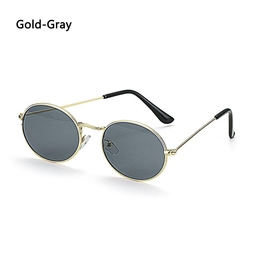 Unisex UV400 Metal Small Frame Gradient Mirror Glasses Oval Sunglasses Men's Shades Sun Glasses