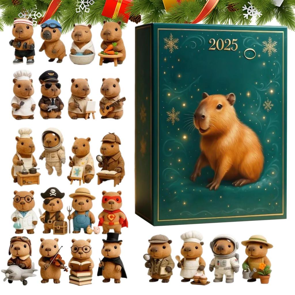24 Days Christmas Countdown Calendar  Capybara 2D Acrylic  Capybara Ornament Countdown Calendar for Home Christmas Tree Car