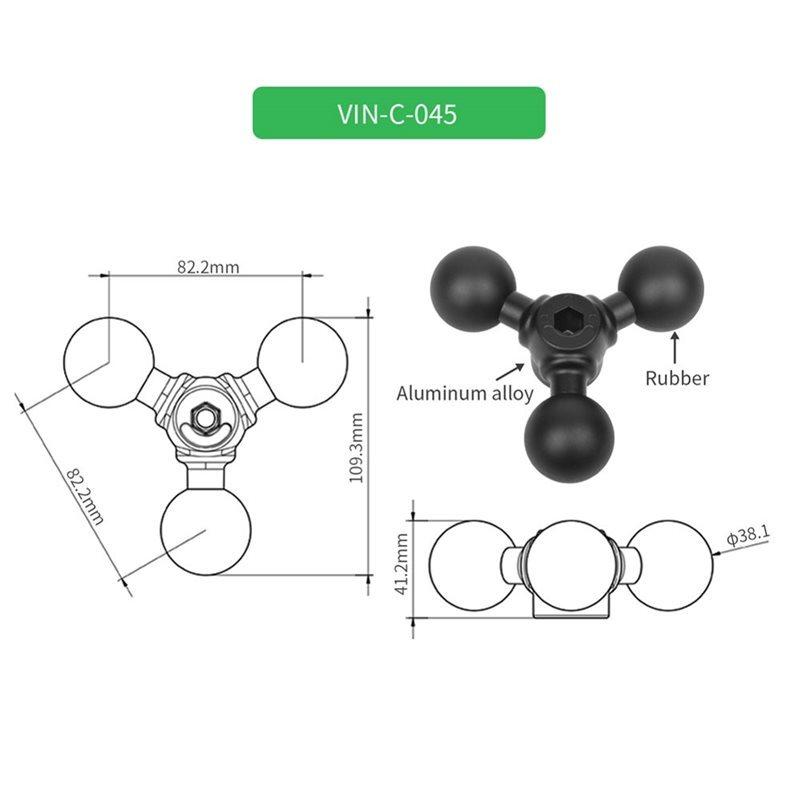 NEW-Triple Metal 1.5 Inch Ball Head Mounting Joint Extension Adapter,Multi Directional Ball Mounting Joint Extension Ada