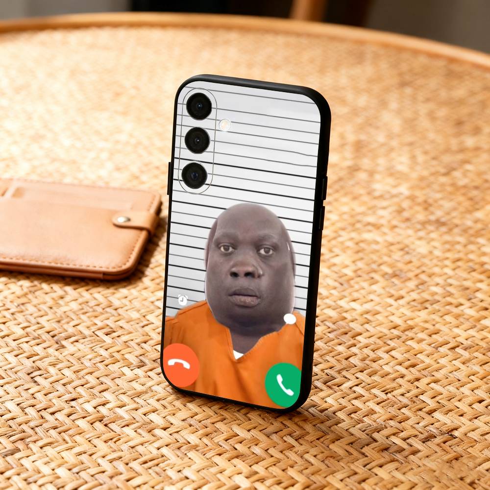 Интересный J-John Pork C-Calling Чехол для телефона с ответом на звонок для Samsung A73,72,71,A52,51,40,41,A22,A32,31,A13, Мягкий черный корпус