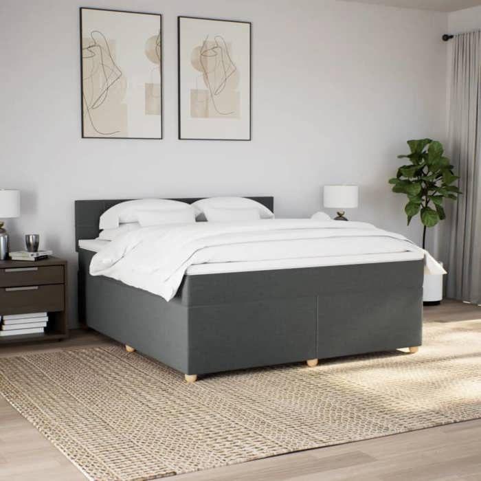 Maison Exclusive - Sommier à lattes de lit avec matelas Gris foncé 180x200cm Tissu