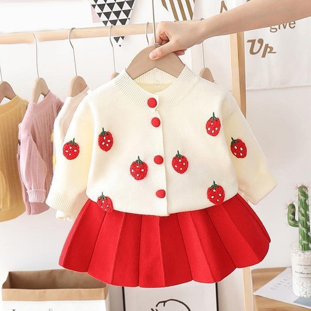 Baby Girl Birthday Outfite Sweater+skirt Outfit Go Out Spring And Autumn