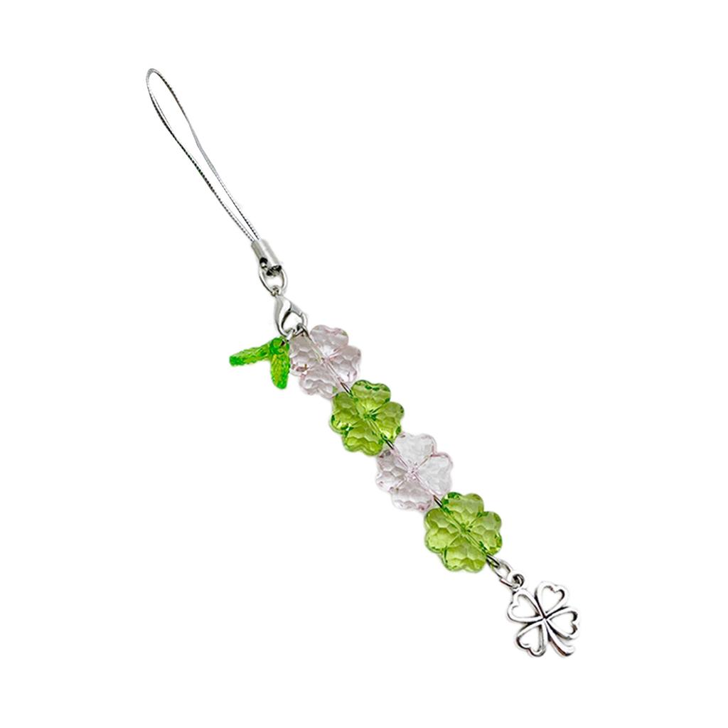 Colorful Keychain Elegant Beaded Four Leaf Clovers Phone Pendant Bag Charm Stylish Accessory for Fashion Enthusiasts