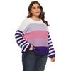 Women's Autumn and Winter Large Size Striped Clashing Colour Blocking Loose Woven Sweater