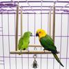 Деревянная качающаяся трапеция с колокольчиком, клетка для птиц, игрушка для волнистого попугайчика, канарейки, 12см x 18см