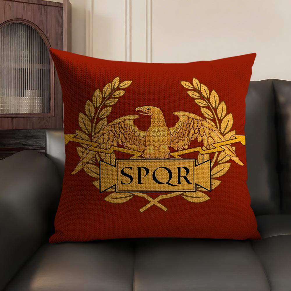 Золотой Императорский Орел Рим Spqr Наволочка Натуральный Лен Органическая Ткань Двусторонняя Печать Диван Домашний Декор Подарок Наволочка
