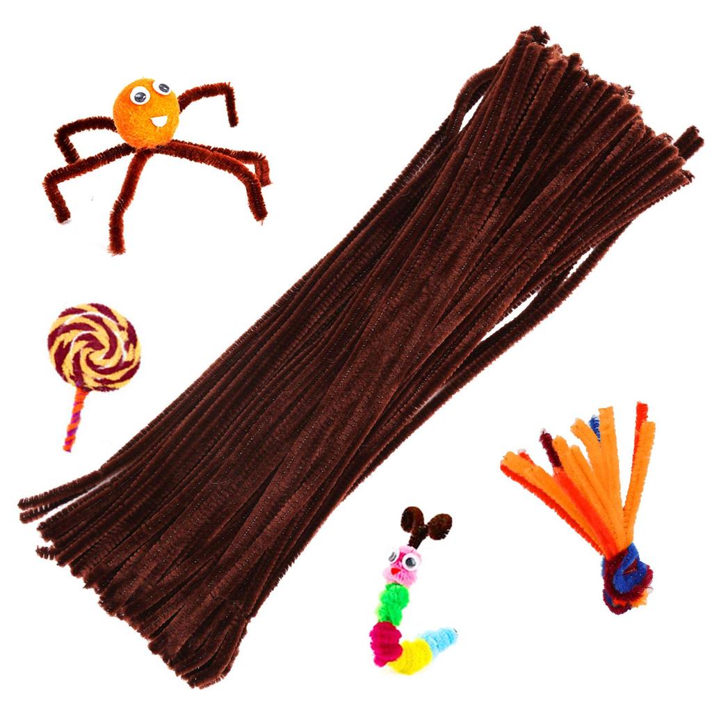 Fenrry 100PCS Pipe Cleaners Chenille Stem Solid Color Pipe Cleaners Set for Pipe Cleaners DIY Arts Crafts Decorations