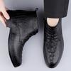 Brand Crocodile Pattern Men's Casual Shoes Luxury Man Black High Top Leather Boots Fashion Classic Men's High Top Lace Up Boots