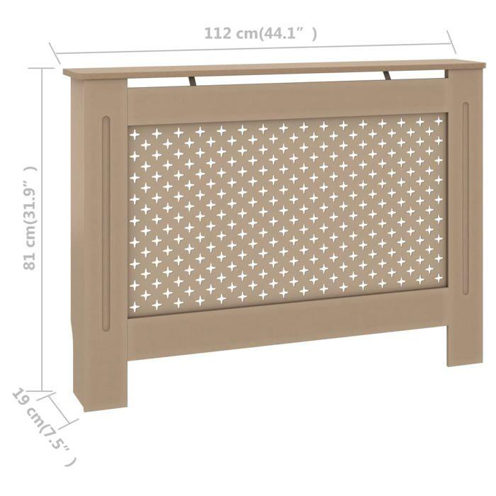 Brown MDF Radiator Cover - vidaXL - 112x19x81 Cm - Modern Slat Design