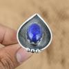 Natural Lapis Lazuli Gemstone 925 Silver Promise Adjustable Ring For Women