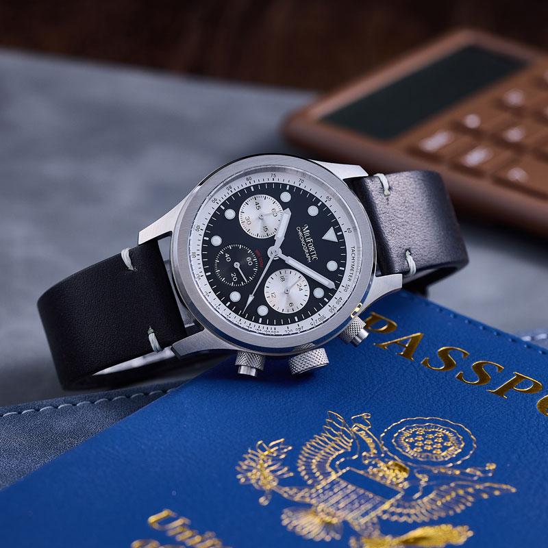 Milifortic Retro Quartz Watches for Man R086 C3 Luminous Stainless Steel 100ATM Sapphire Crystal 39MM Chronograph Watch