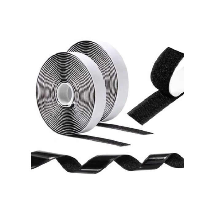 Bande adhésive - Scratch - Autocollant double face - 10 mètres - Noir - Multi-usages