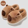 Capybara Women's Winter Cotton Slippers - Cute Cartoon Fluffy Heel, Parent-Child Warm Shoes for Kids & Men.