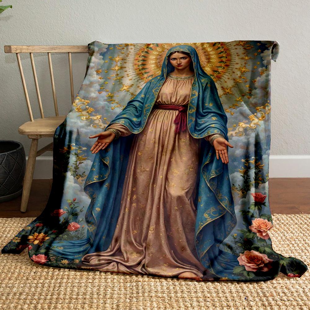 Elegant Holy Figure with Halo on BlanketFlannel blanket for bedroom, living room, sofa, and nap