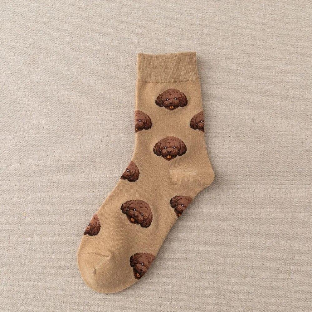 Cute Cartoon Dog Women‘s Sock Kwaii Korea Harajuku Funny Dalmatian Malzis Teddy Pomeranian Long Sox Skarpetki Chaussette Meias
