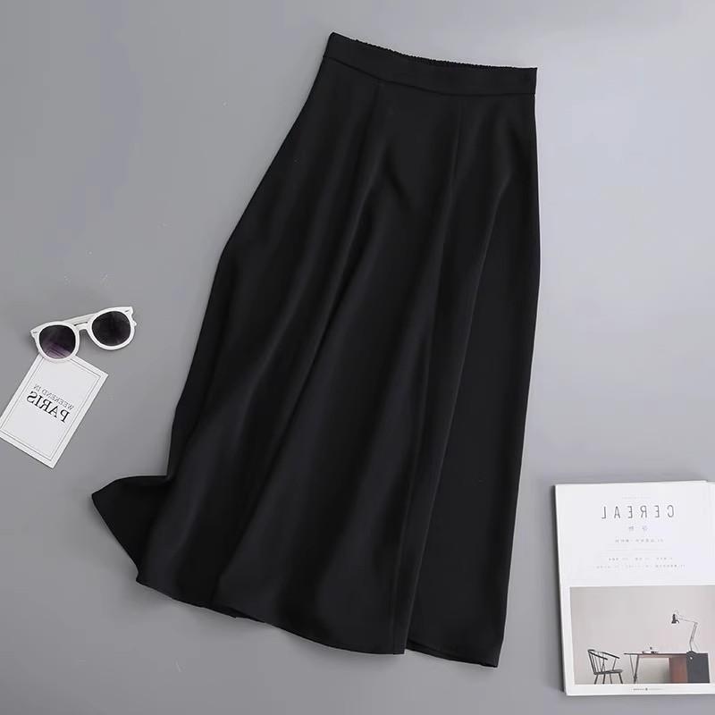 Skirt Women's High Waist Was Thin and Drape Skirt Black Meat-covering Mid-length A-line Umbrella Skirt Spring and Summer