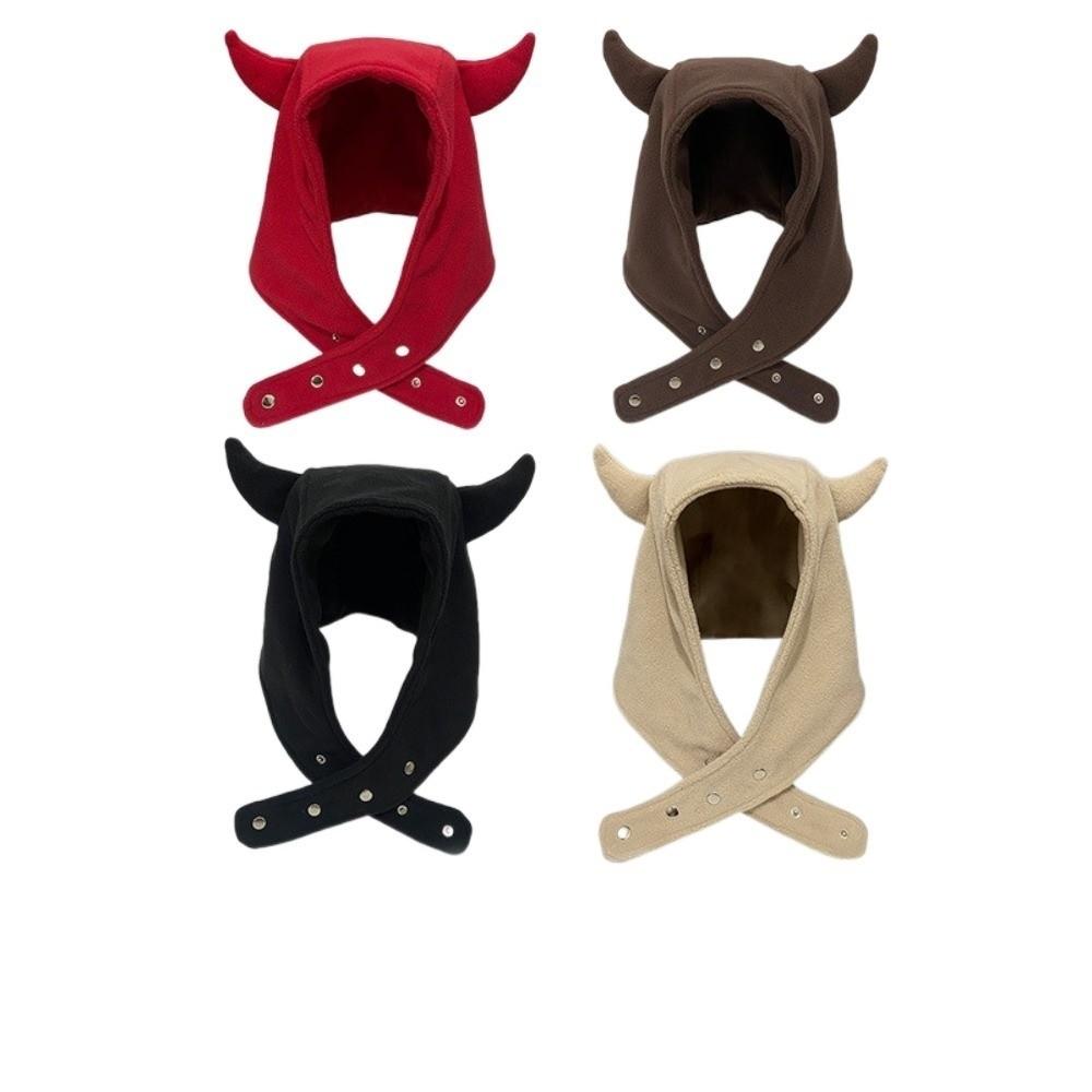 Ear Protection Lei Feng Cap Solid Color Winter Pullover Cap Punk Demon Ear Hat  Outdoor