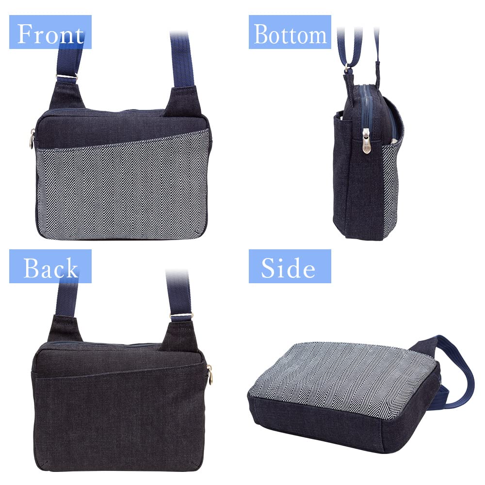Sacoche Bag Shoulder Bag Crossbody Lightweight Sacoche Made in Japan Okayama Herringbone Denim WP Body Bag Dad Birthday Gift [creare KIKI] Men's