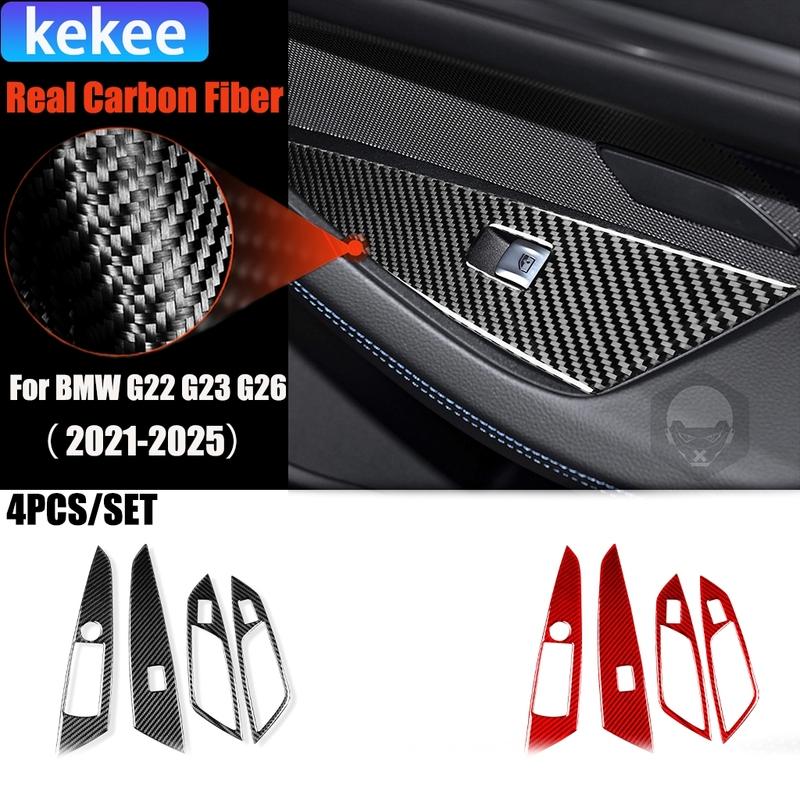 Carbon Fiber Car Accessories Window Lifting Modified Interior Trim Cover Sticker For BMW 4 Series 4 Door G22 G23 G26 -2025