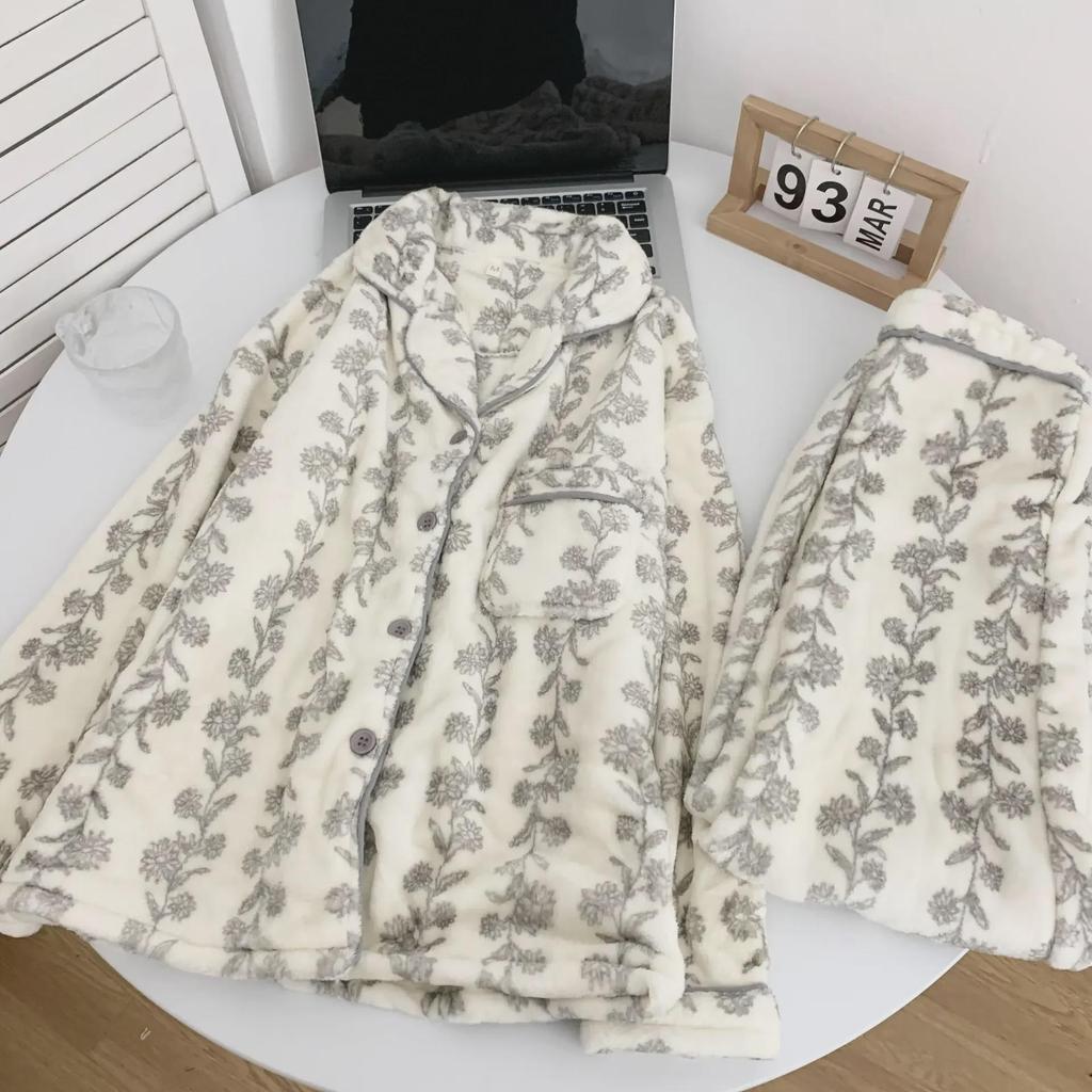 2023 Women's Japanese Bear Pajamas: Cozy Flannel & Coral Fleece for Autumn/Winter