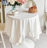 100% Хлопок Круглая Скатерть Моющаяся Винтажная Скатерть с Рюшами Для Свадебной Вечеринки, Банкетного Декора, Скатерть для Гостиной