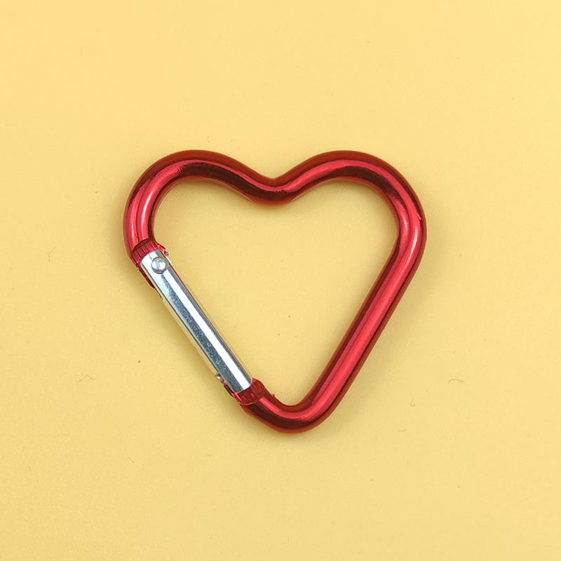 Heart-shaped Aluminum Carabiner Key Chain Clip Outdoor Camping Keyring Spring Hook Water Bottle Hanging Buckle Travel Accessory