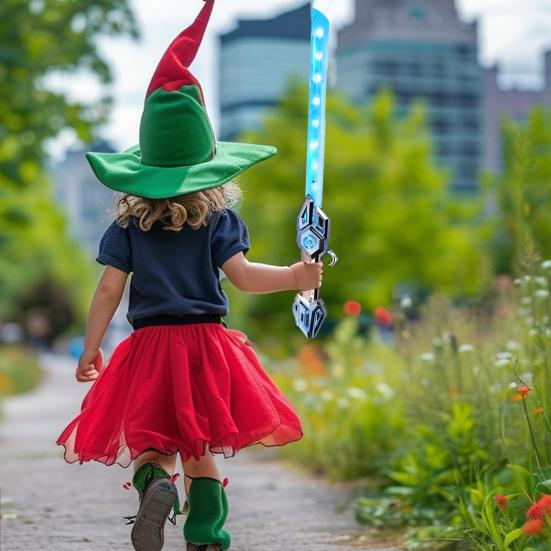 Children Glowing Lightsaber Toy with Special Sound Effects Multi-Color Light Up Longsword Realistic Handle Gift for Kids Role-Playing Fun