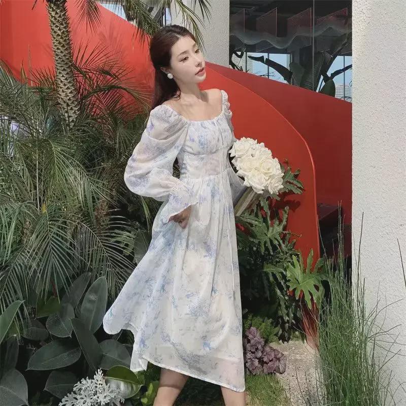 Элегантное макси-платье с французским цветочным принтом 2024 года — весенне-летний праздничный стиль для женщин