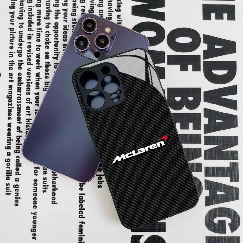 Чехол для телефона SuperCar M-McLarenS для Iphone 16 15 14 12 11 13 Pro Max Mini 8 X Xr Xs Puls Черная Стеклянная Крышка