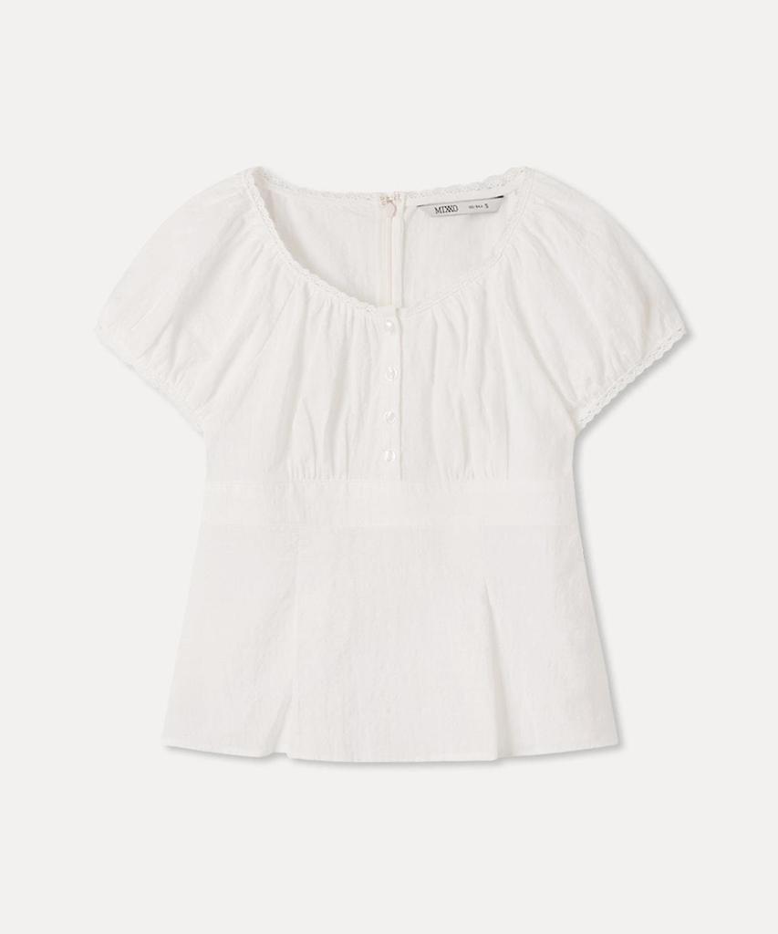 MIXXO Puff Sleeve Short Sleeve Blouse_Miwbwg701G