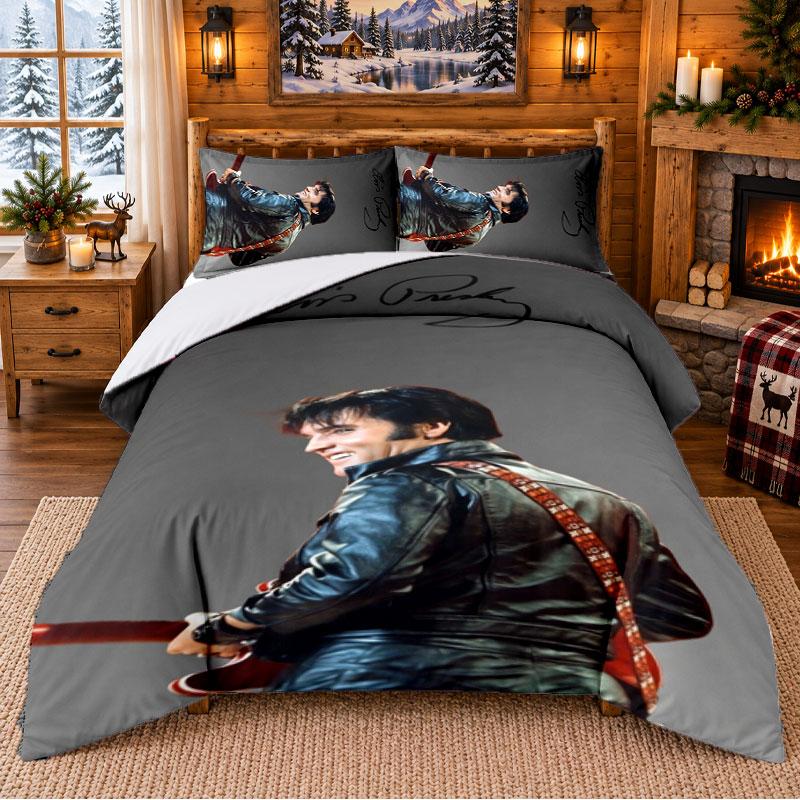 Elvis Presley Pattern Bedding 3Pcs Set Bed Sheet And Pillowcases For Indoor Bedroom