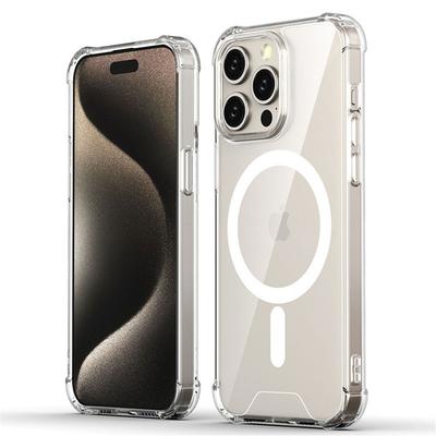 Роскошный прозрачный чехол Magsafe для iPhone 16 15 14 13 12 11 Pro Max Plus с магнитной беспроводной зарядкой, противоударный мягкий бампер