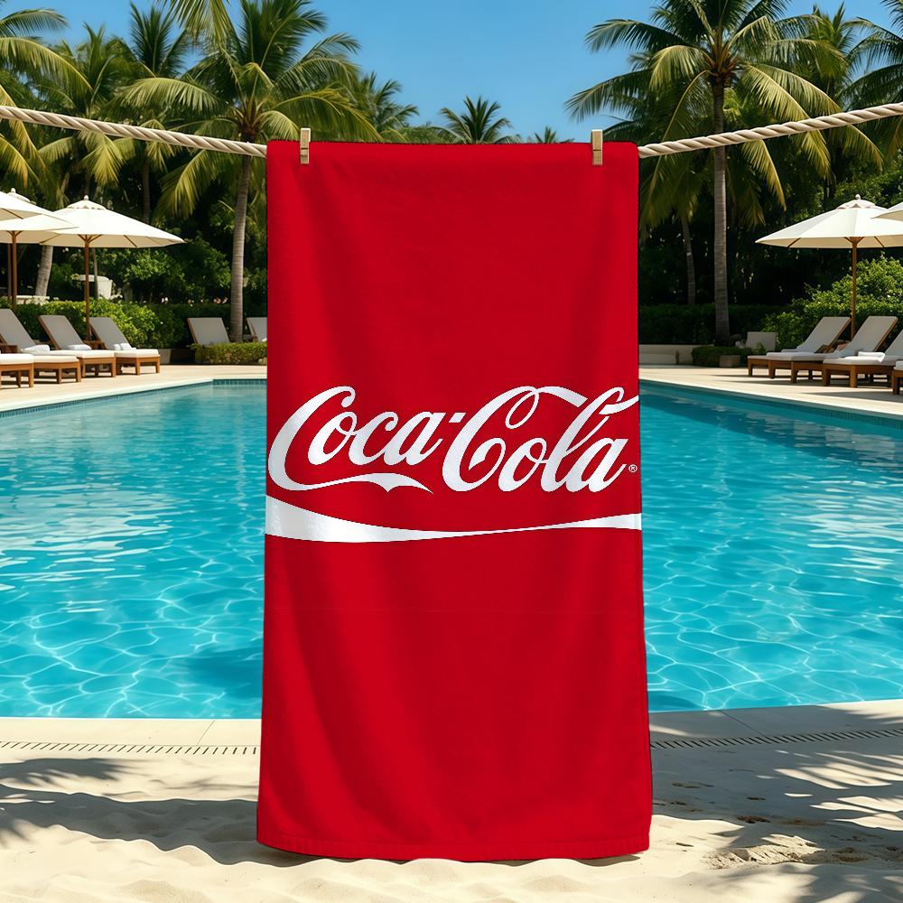 C-Coca-Cola-ES Модное полотенце с логотипом для кемпинга на открытом воздухе Пляжное полотенце Супервпитывающее Быстросохнущее Летнее полотенце