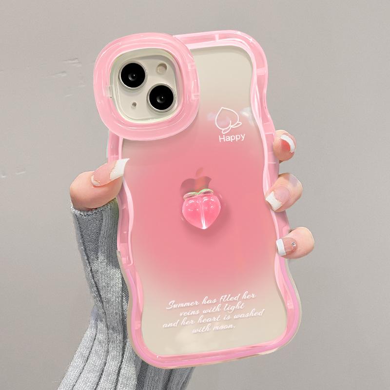 Применимо к 15 IPhone 14 Smudge Peach Doll 13 Wavy Edge Invisible Double Bracket 11 Women