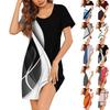 Womens Summer Dresses Short Sleeve Linen Casual T-Shirt Dresses Swing Beach Midi Dress Sundresses With Pockets