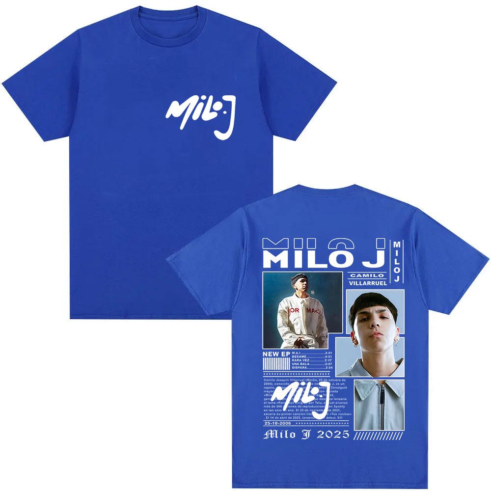Rapper Milo J Camilo Villarruel Tour 2025 Graphic TShirt Unisex Women Vintage Hip Hop Fashion Oversized Cotton T Shirts Streetwear