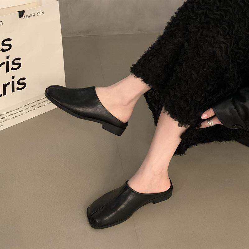 Мода Bailamos Женские тапочки с раздельным пальцем, круглым носком, неглубокие, ленивые лодочки, мюли с ремешком на пятке, обувь таби ниндзя, слипоны, мягкие лоферы, женские