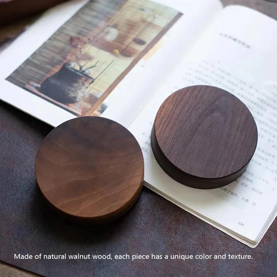 1pc North American Black Walnut Solid Wood Incense Stick Handmade Tea Ceremony Round Incense Burner Agarwood Tray Holder