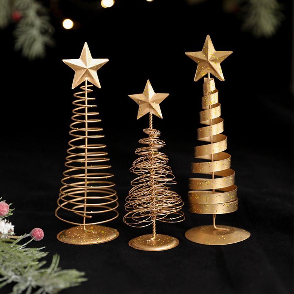 Five-pointed Star Iron Christmas Tree Gold Desktop Decoration Mini Christmas Tree Home Decoration