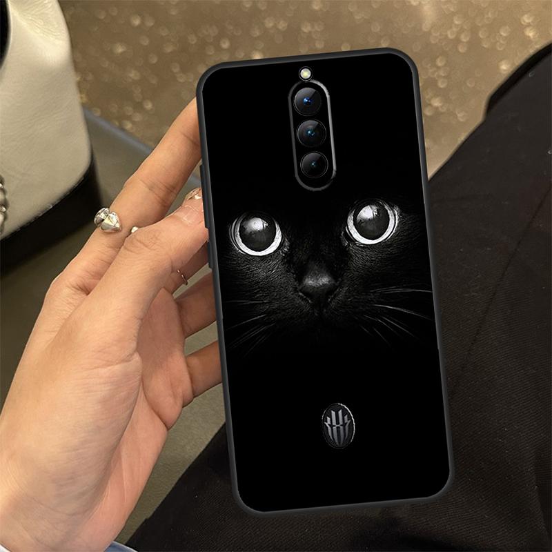 Черный Кошачий Лицо Китти Чехол Для ZTE Nubia RedMagic 6 7 6S 7S Pro 5G 6R RedMagic 10 Air 9 8 8S 9S 10S Pro Plus Обложка