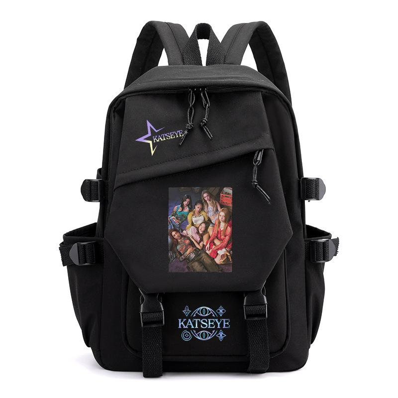 KATSEYE Print Canvas Backpack Korean Pop Student Bookbag Large Capacity Lightweight