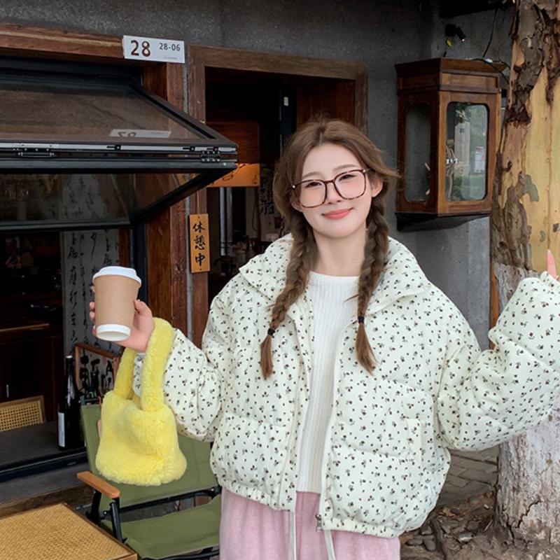 Women's Winter Jacket New Female Casual Lapel Floral Short Cotton Jakct Women Thicken Warm Parkas Top Women's Clothing