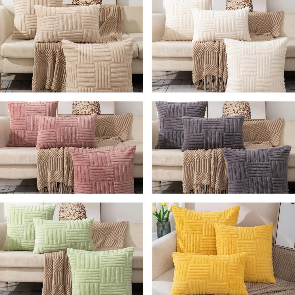 Solid Striped Color Snowflake Velvet Pillowcase Home Decoration Sofa Bedroom