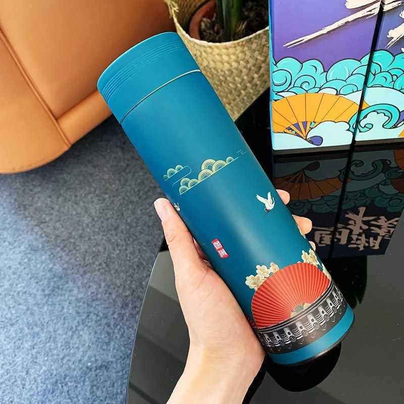 Stainless Steel Insulated Water Bottle Women Men Students Trendy Minimalist Cute Forest Style Thermos Cup With Temperature