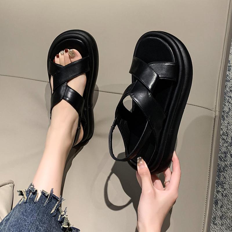 Новые летние повседневные модные кроссовки на платформе, удобные нескользящие женские сандалии на плоской подошве с удлиняющей подошвой