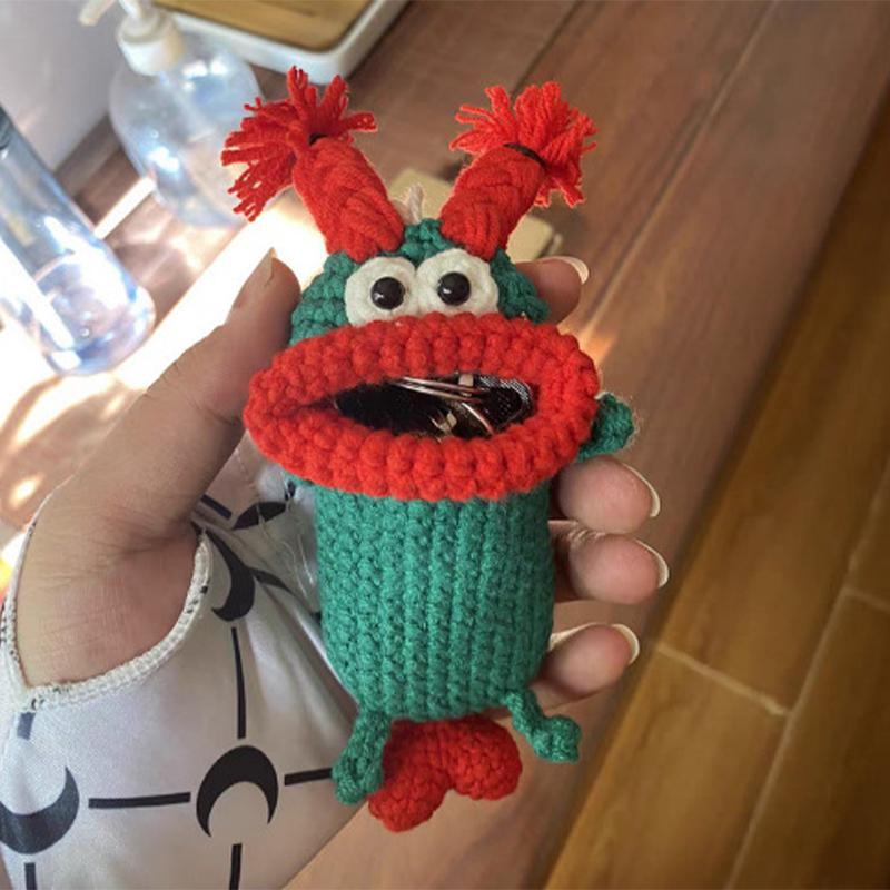 Креативный милый мультяшный автомобильный ключ-пакет, вязаная шерстяная подвеска в виде сосиски в виде рта, большой брелок-монстра