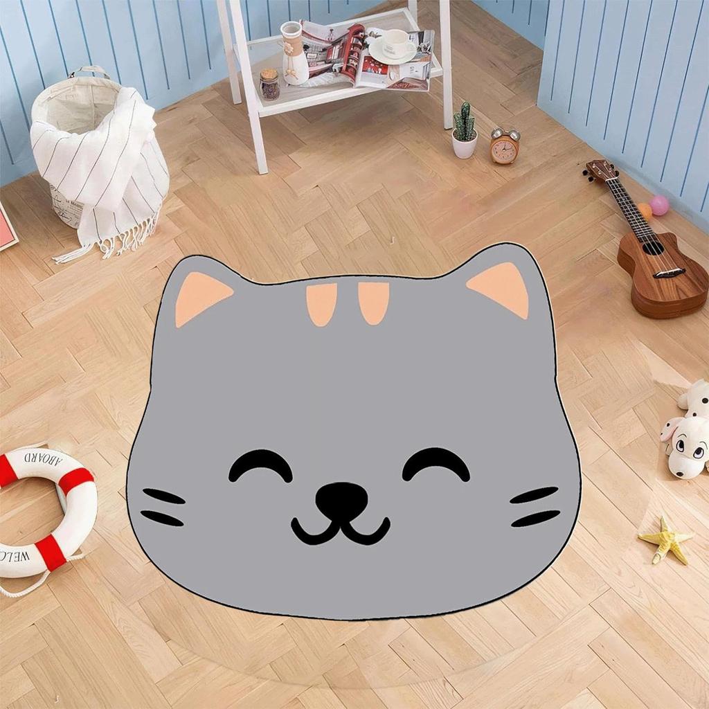 Серый круглый ковер с котом — моющийся коврик с милыми животными для игровых площадок, уникальные маленькие коврики, детский коврик для ванной, детские игровые коврики, детский коврик, мягкий коврик