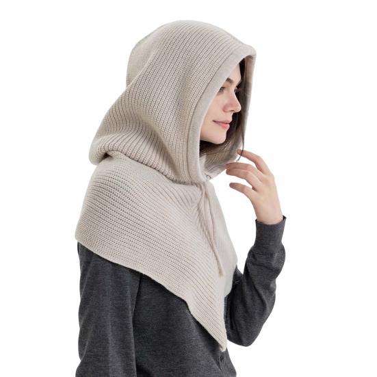 Мужской Женский Шаль Шарф Однотонный Регулируемый Шнурок Дизайн с Капюшоном Шарф 2 в 1 Зимний Уличный Накидка с Капюшоном