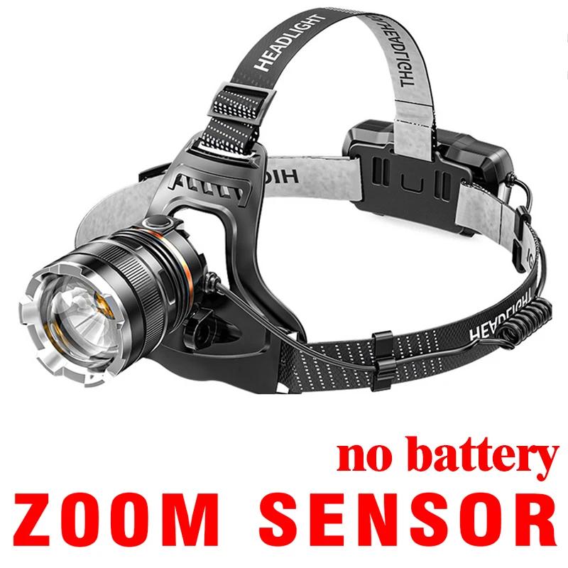 Ultra Bright White Laser LED Headlight Wave Sensing Zoom Flashlight Rechargeable Outdoor Night Fishing Head Mounted Headlight